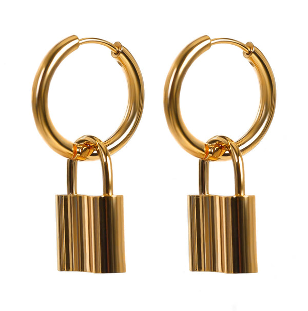 Gold Lock Earrings - LILY HELU
