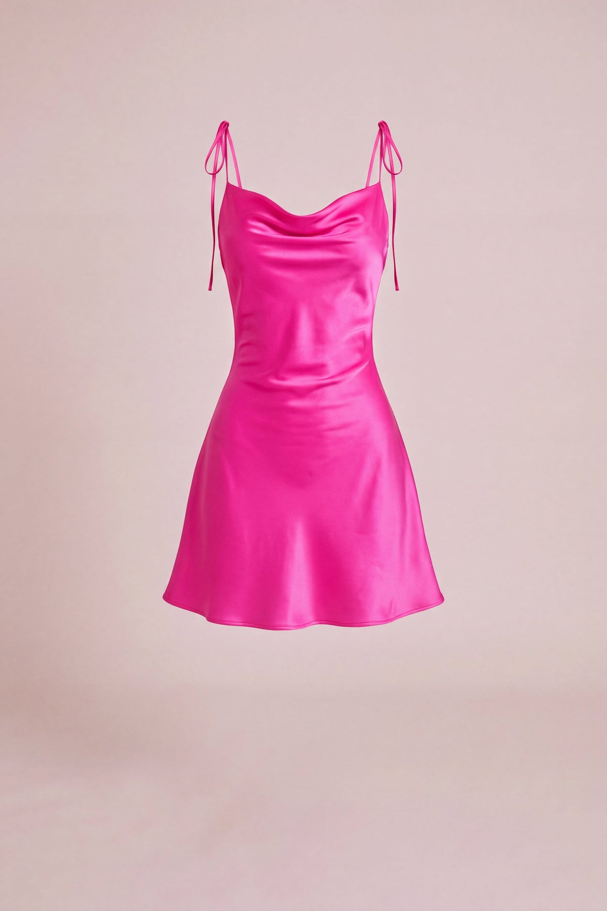 Lily Helu Pink Goddess mini slip dress ghost mannequin front view